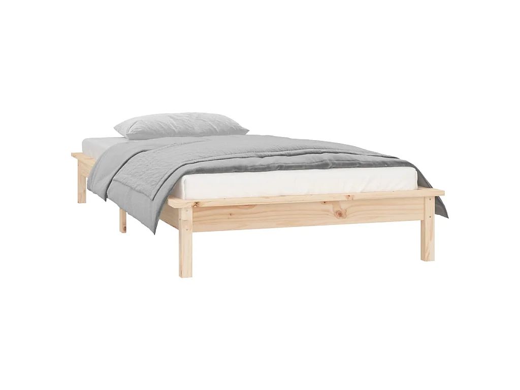 Cadre de lit à LED sans matelas 90x190 cm bois massif