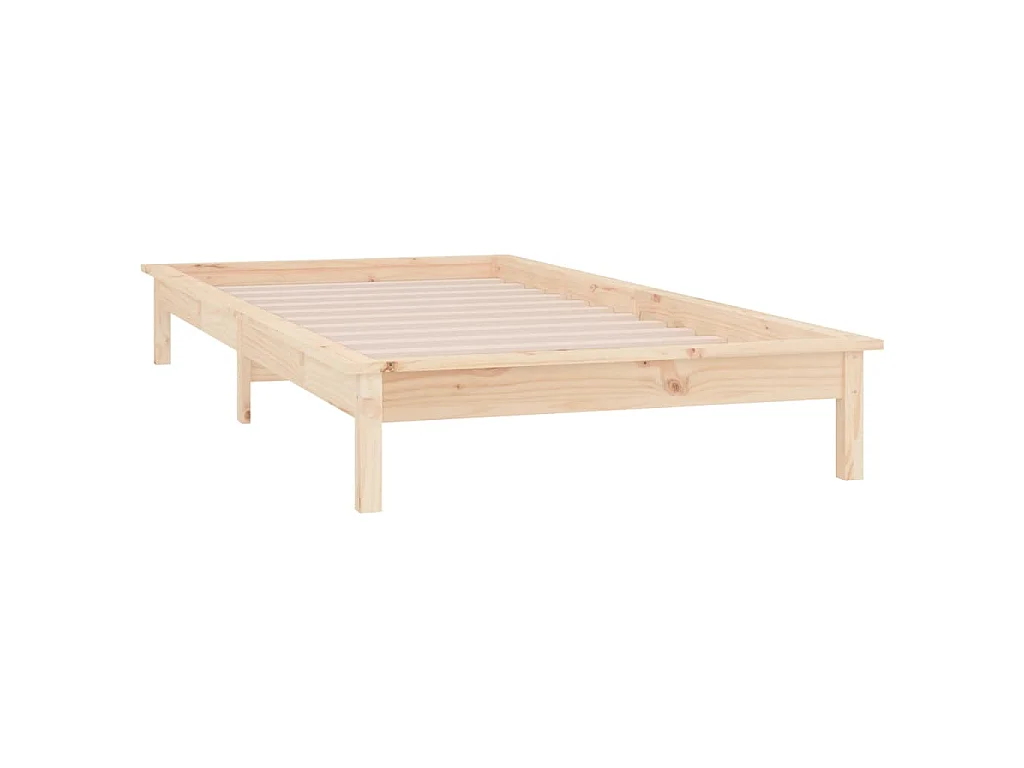Cadre de lit à LED sans matelas 90x190 cm bois massif
