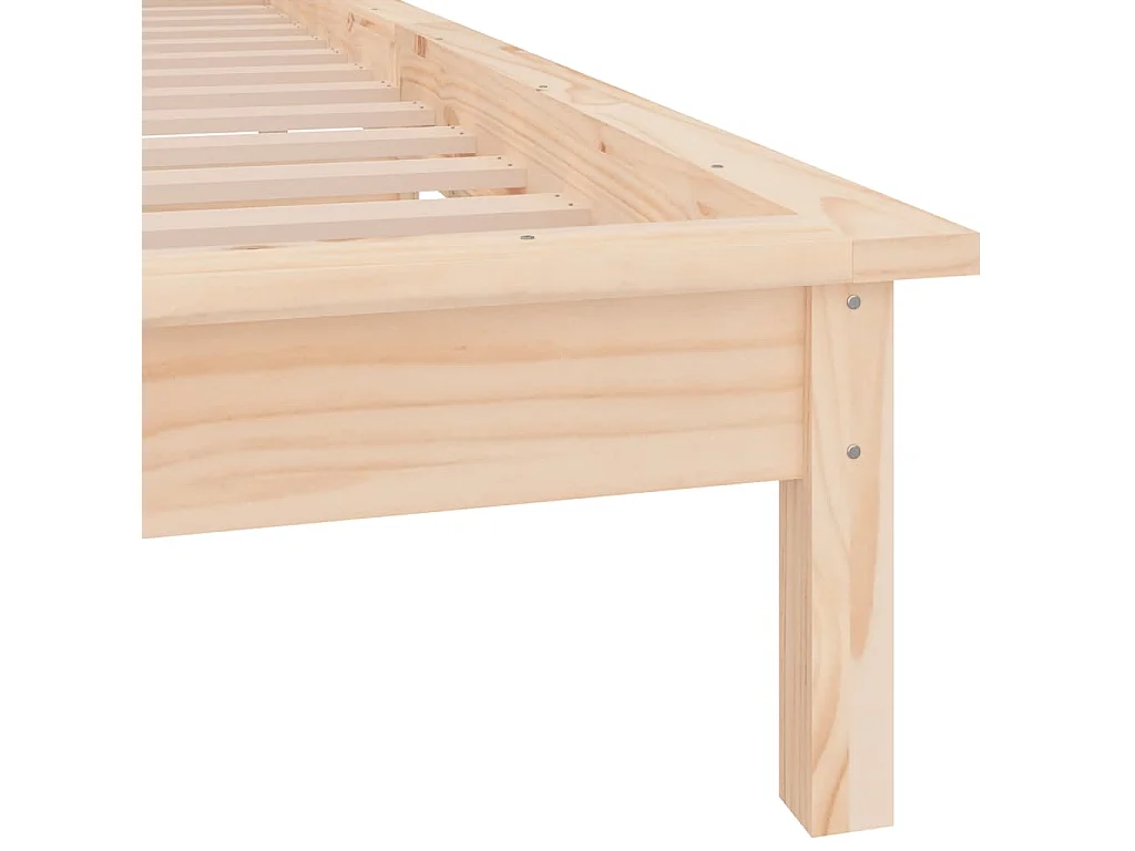 Cadre de lit à LED sans matelas 90x190 cm bois massif