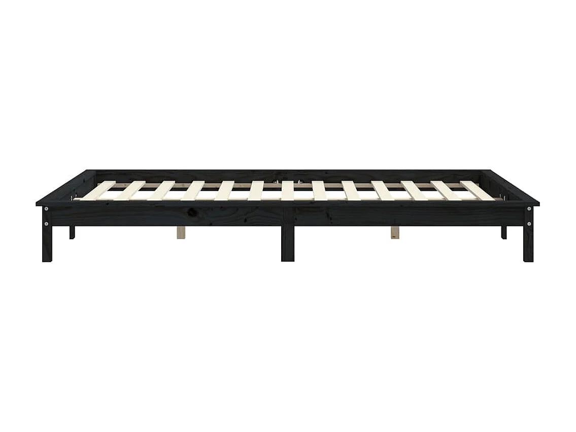 Cadre de lit sans matelas noir 140x190 cm bois de pin massif
