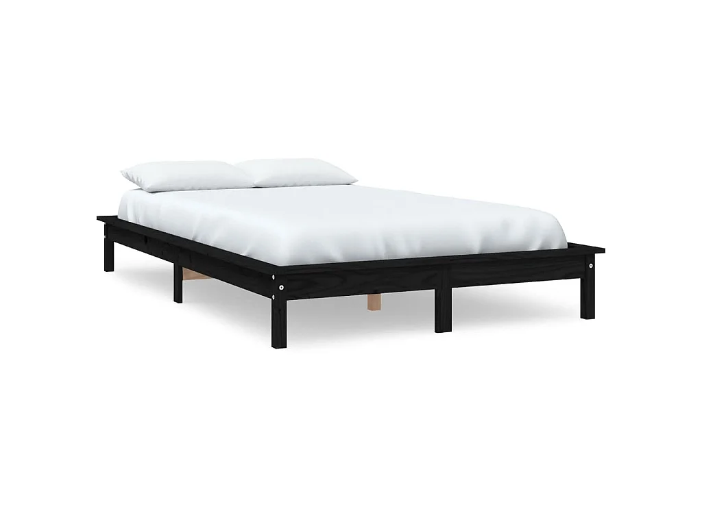 Cadre de lit sans matelas noir 140x190 cm bois de pin massif