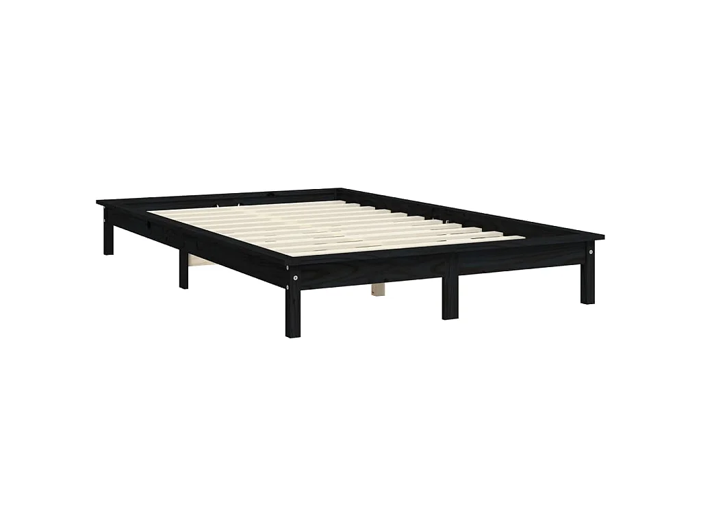 Cadre de lit sans matelas noir 140x190 cm bois de pin massif