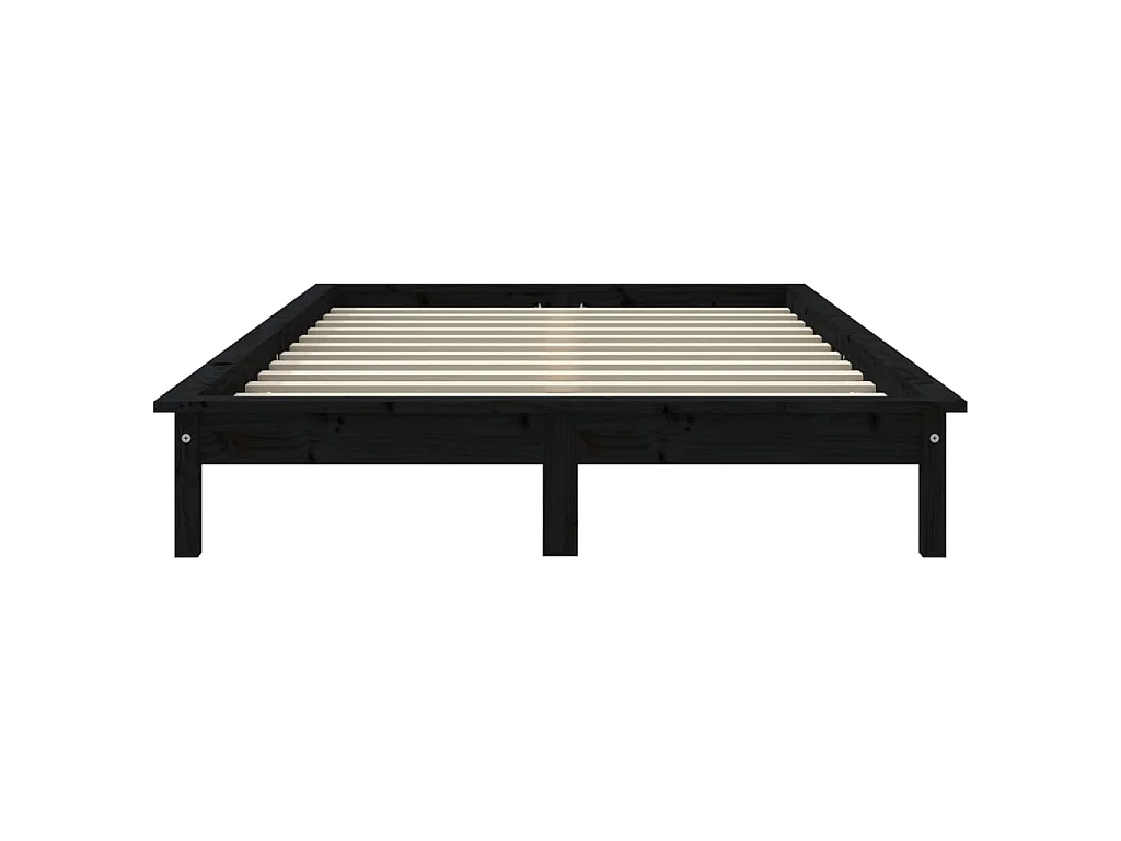 Cadre de lit sans matelas noir 140x190 cm bois de pin massif