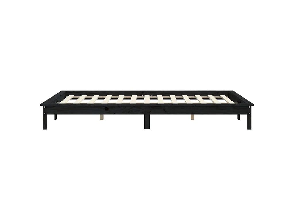 Cadre de lit sans matelas noir 140x190 cm bois de pin massif