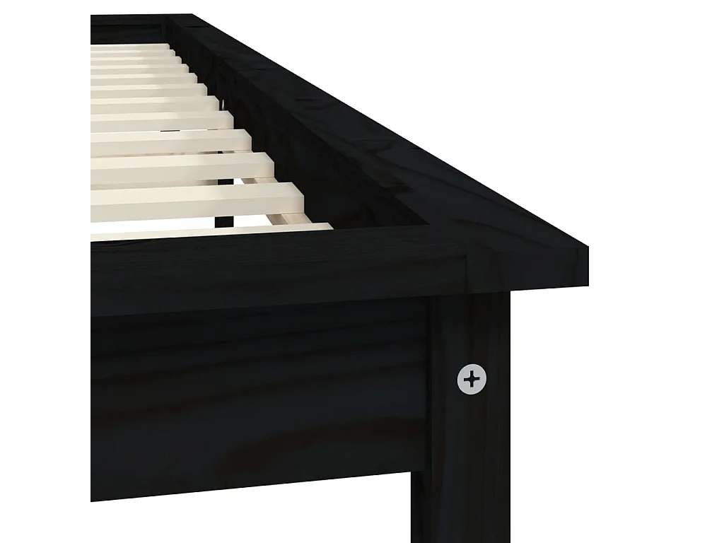 Cadre de lit sans matelas noir 140x190 cm bois de pin massif