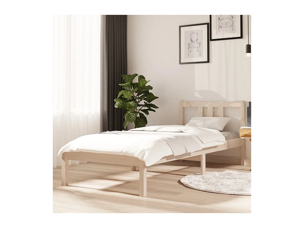 Cadre de lit sans matelas bois massif 75x190 cm