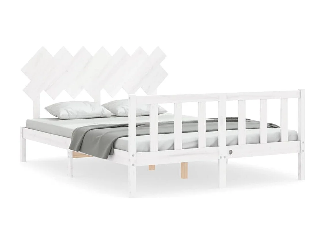 Cadre de lit sans matelas blanc bois de pin massif