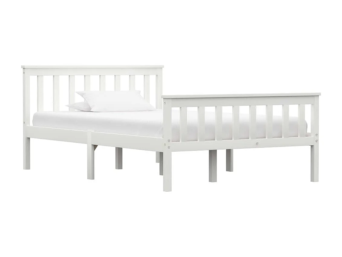 Cadre de lit sans matelas blanc bois de pin massif 120x200 cm