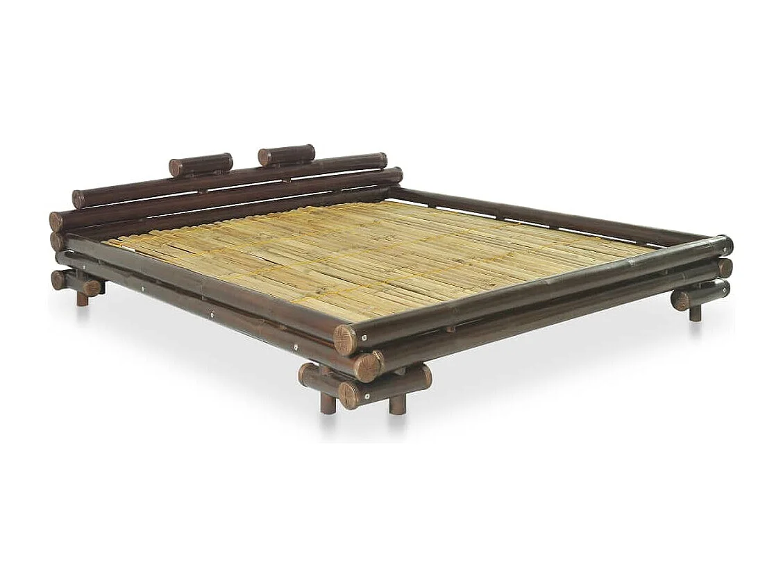 Cadre de lit sans matelas marron foncé bambou 160x200 cm