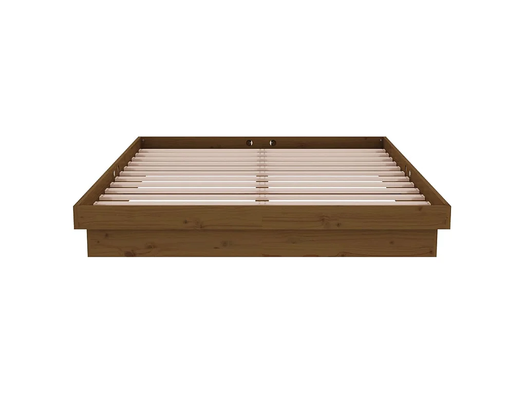 Cadre de lit sans matelas marron miel bois massif