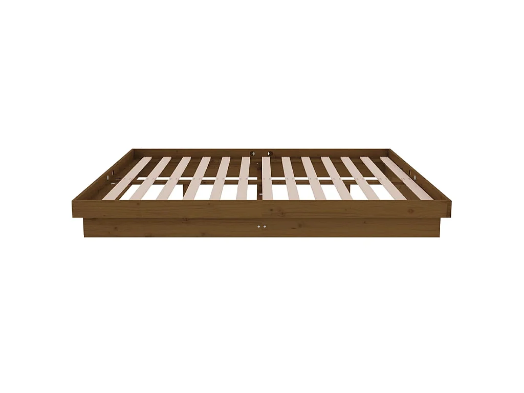 Cadre de lit sans matelas marron miel bois massif