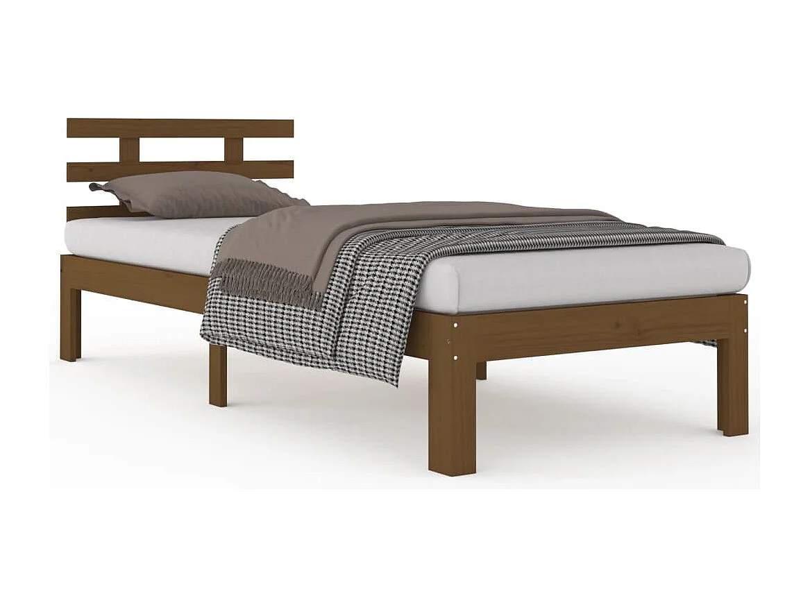 Estrutura de cama 100x200 cm madeira maciça castanho mel