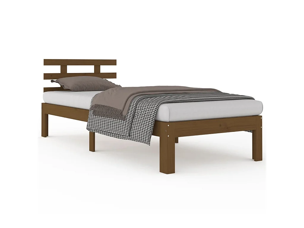 Estrutura de cama 100x200 cm madeira maciça castanho mel