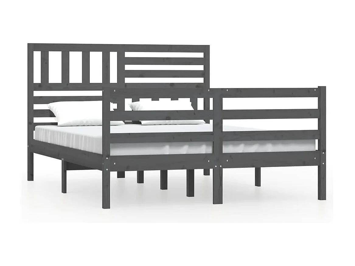 Bedframe massief hout grijs 135x190 cm
