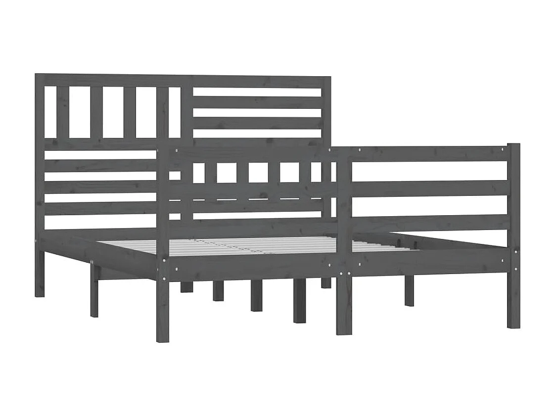Bedframe massief hout grijs 135x190 cm