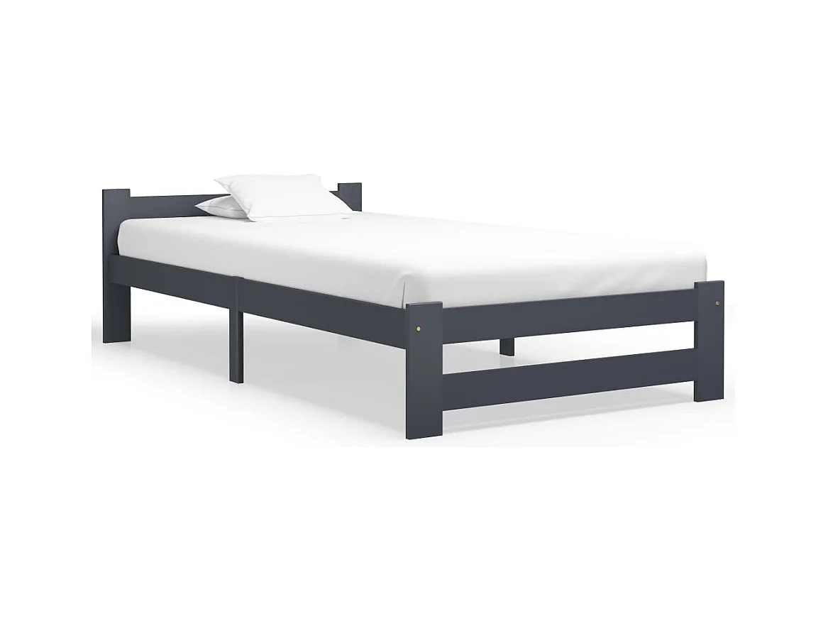 Cadre de lit sans matelas gris foncé pin massif 100x200 cm
