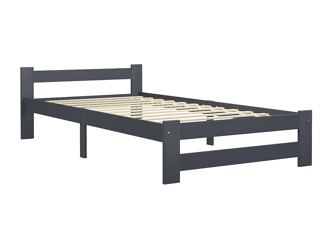 Cadre de lit sans matelas gris foncé pin massif 100x200 cm