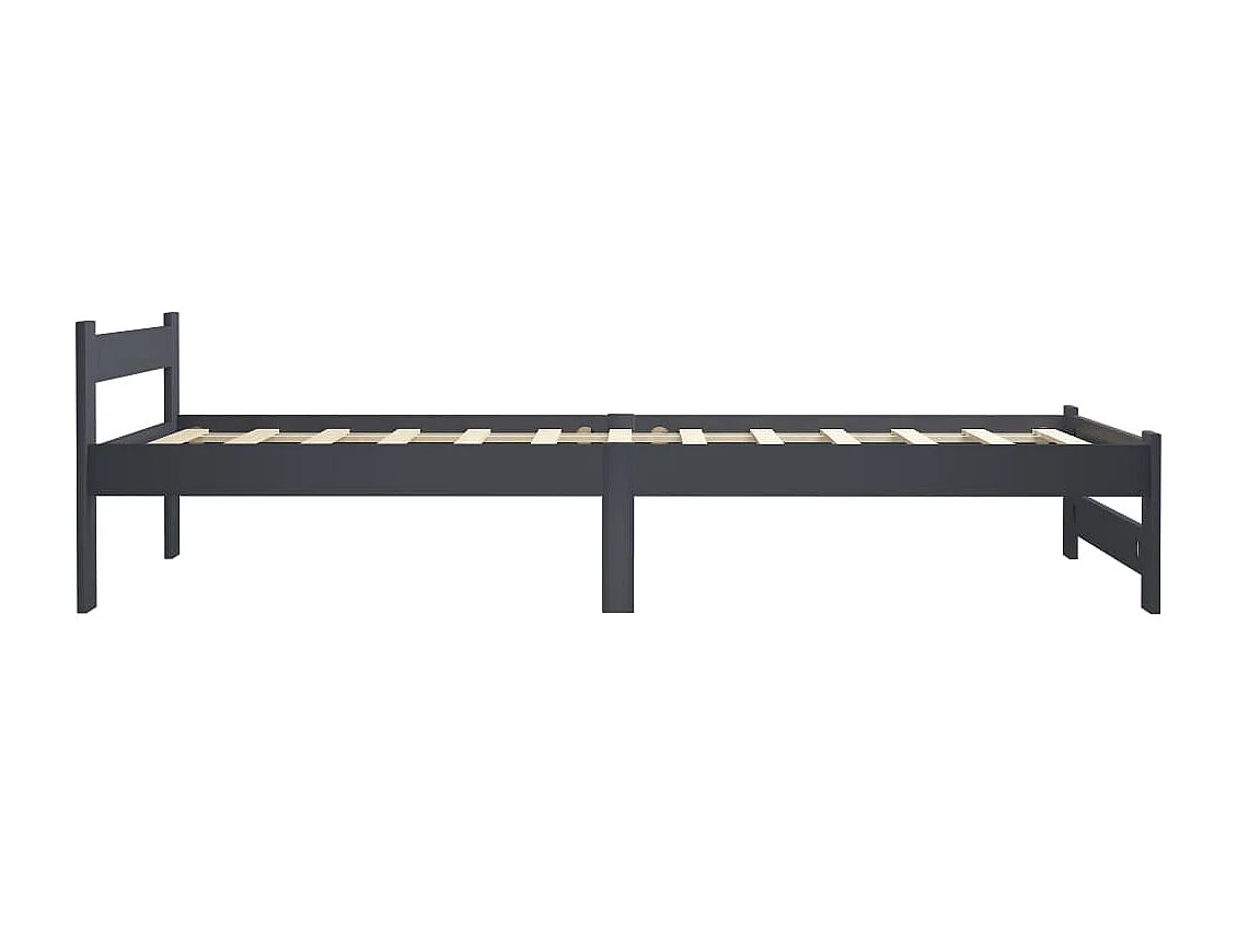 Cadre de lit sans matelas gris foncé pin massif 100x200 cm