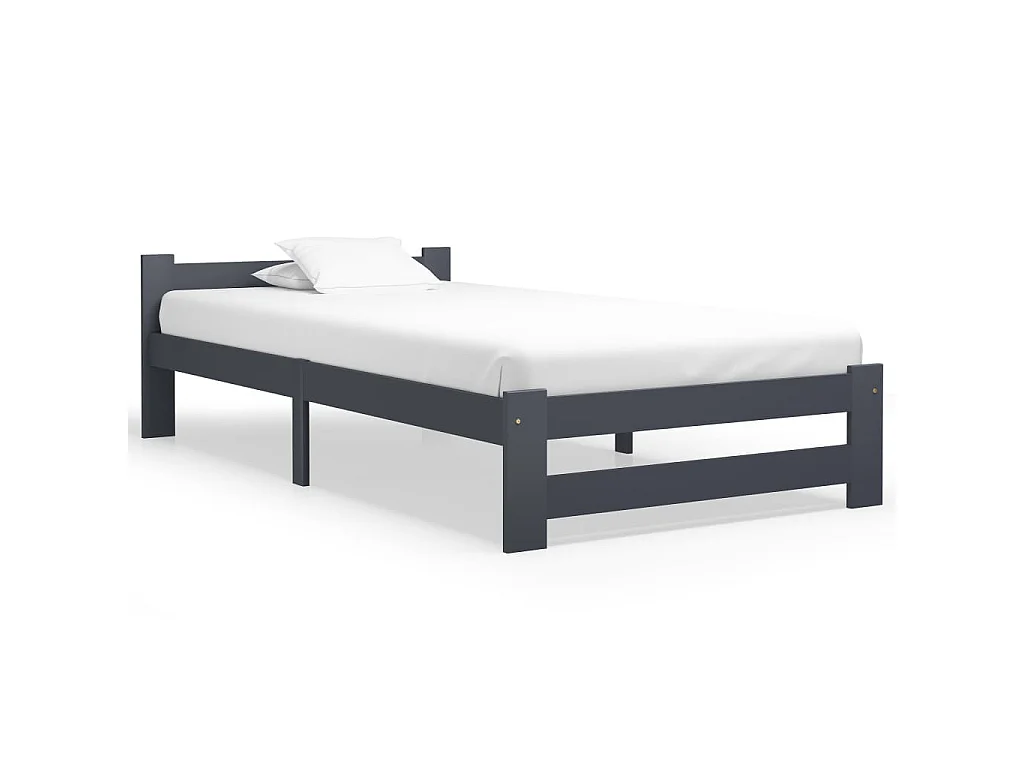Cadre de lit sans matelas gris foncé pin massif 100x200 cm