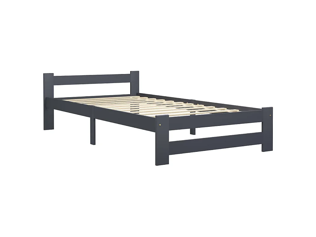 Cadre de lit sans matelas gris foncé pin massif 100x200 cm