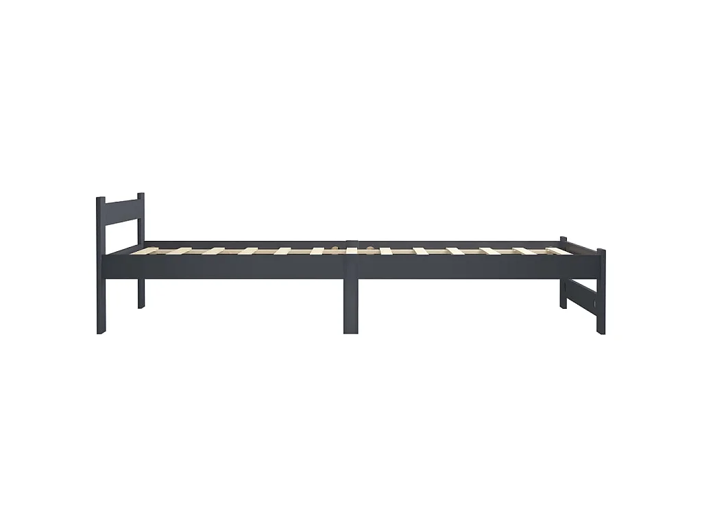Cadre de lit sans matelas gris foncé pin massif 100x200 cm