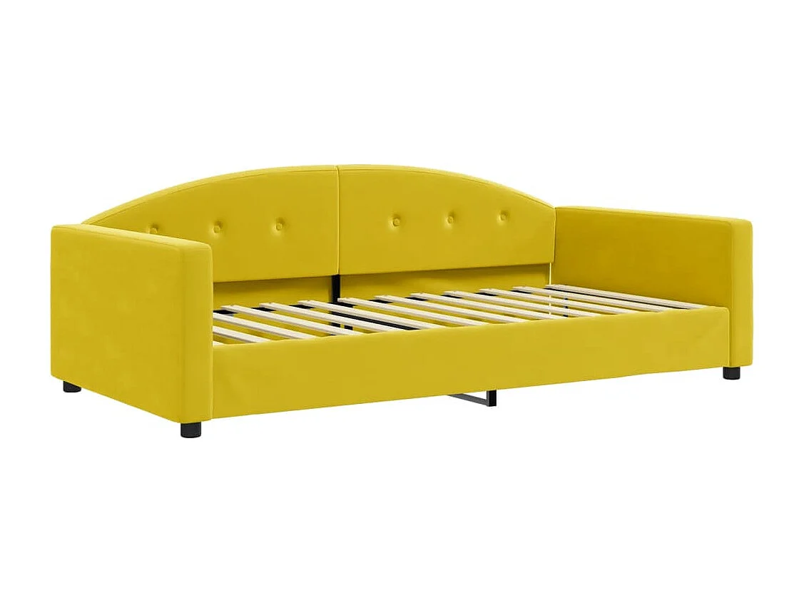 Slaapbank met onderschuifbed en lades 100x200 cm fluweel geel