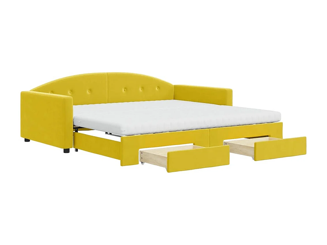 Sofá cama nido con cajones terciopelo amarillo 100x200 cm