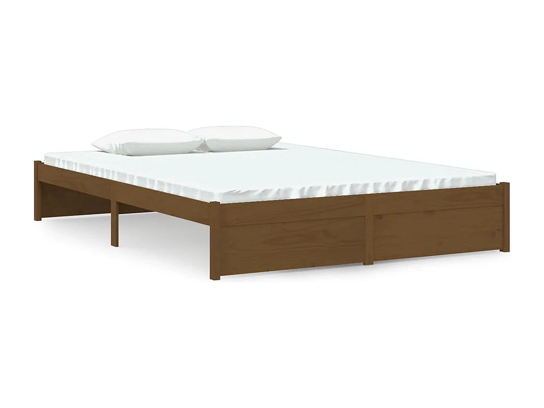 Cadre de lit sans matelas marron miel bois massif 140x200 cm