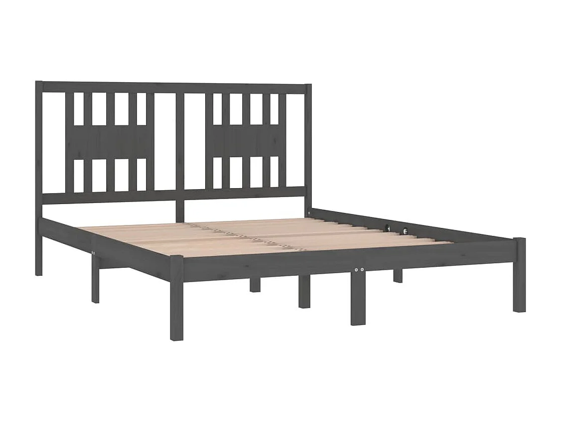 Bedframe massief hout grijs 150x200 cm