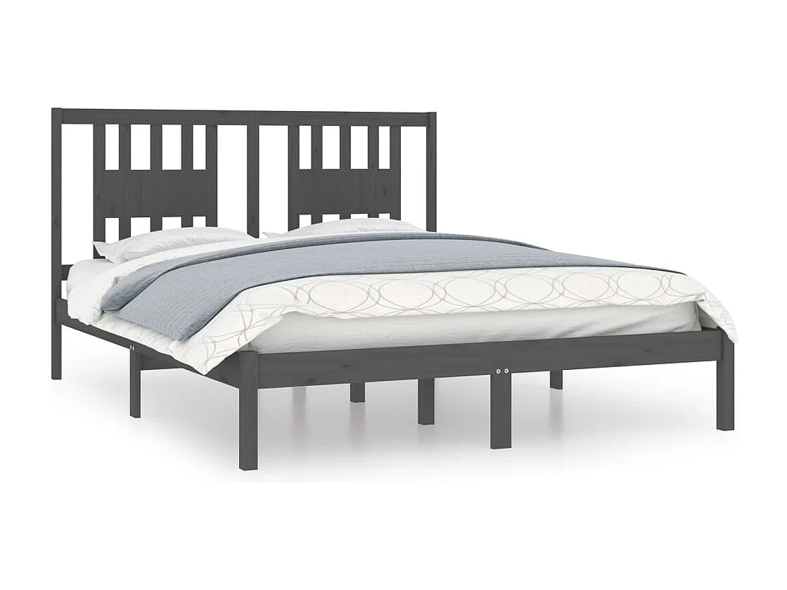 Estrutura de cama king 150x200 cm madeira maciça cinza