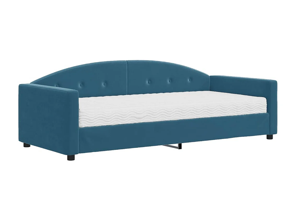 Lit de jour avec matelas bleu 90x200 cm velours