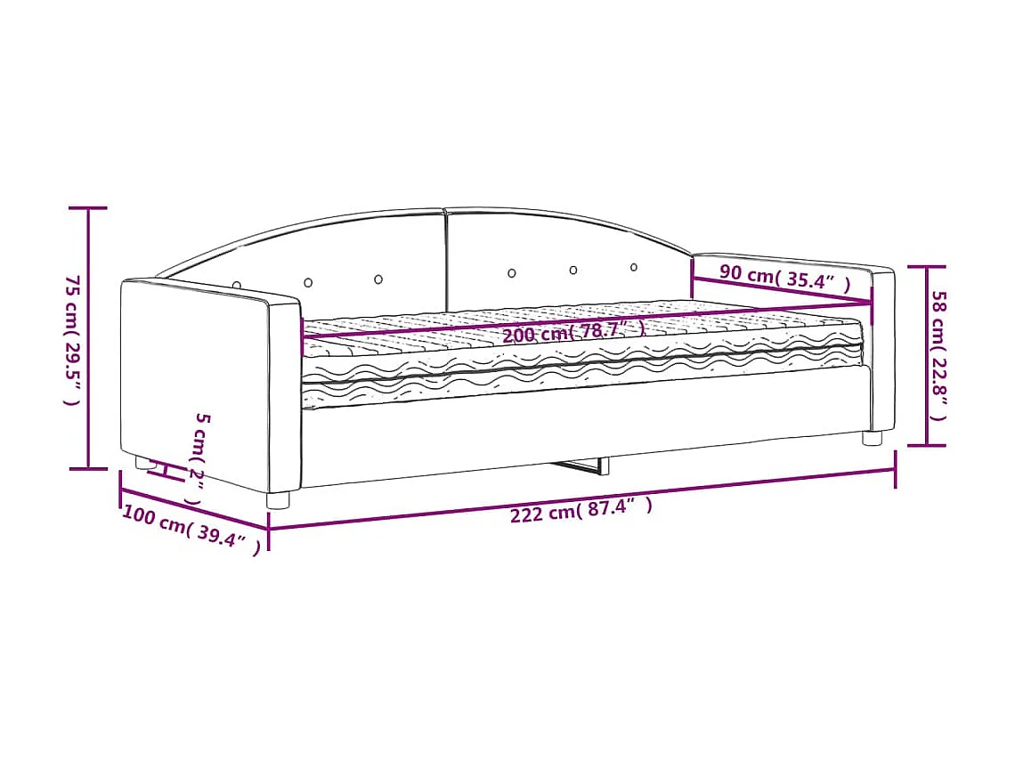 Slaapbank met matras 90x200 cm fluweel blauw