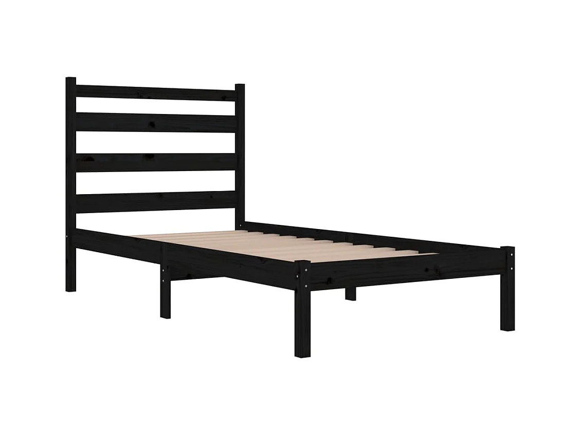 Massivholzbett Schwarz Kiefer 100x200 cm