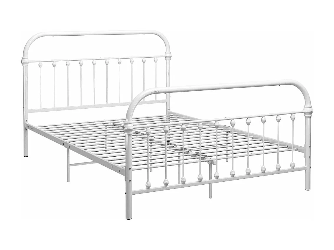 Cadre de lit sans matelas blanc métal 140x200 cm