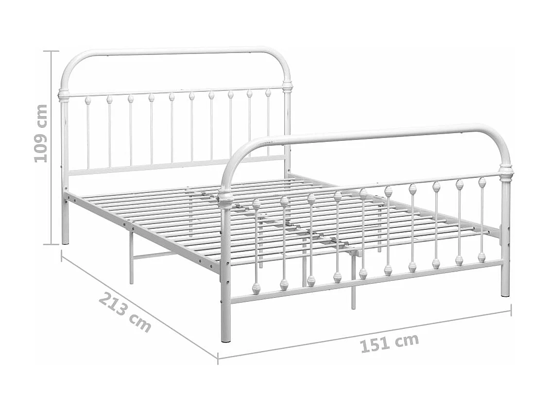 Cadre de lit sans matelas blanc métal 140x200 cm