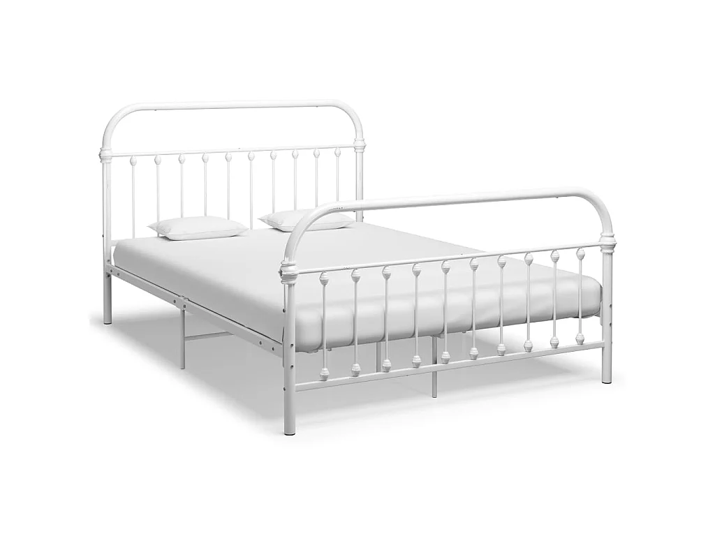 Cadre de lit sans matelas blanc métal 140x200 cm