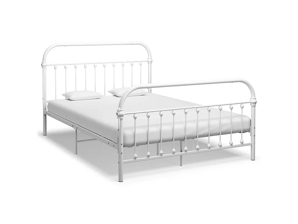 Cadre de lit sans matelas blanc métal 140x200 cm