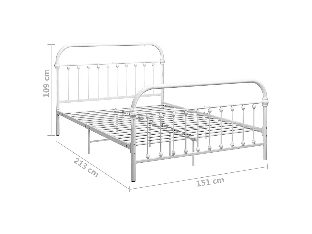 Cadre de lit sans matelas blanc métal 140x200 cm