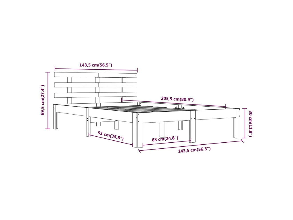 Massivholzbett ohne Matratze 140x200 cm