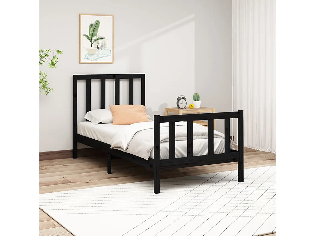 Giroletto Nero in Legno Massello di Pino 100x200 cm