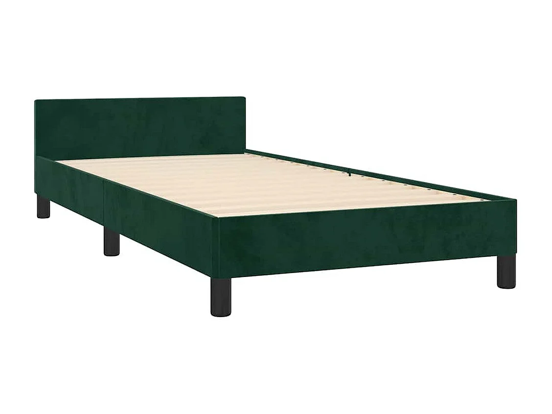 Estructura de cama sin colchón terciopelo verde oscuro 90x190cm