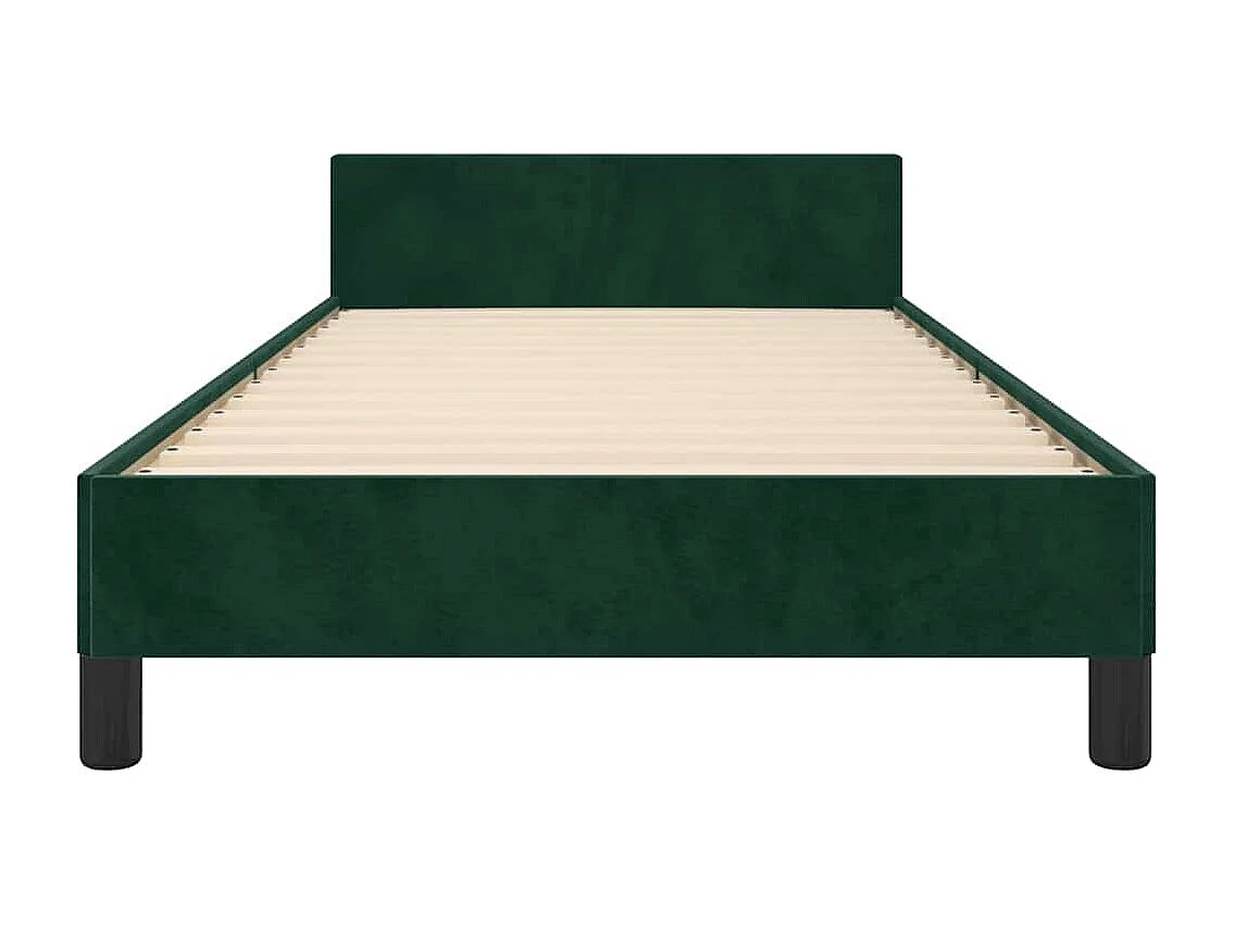 Estructura de cama sin colchón terciopelo verde oscuro 90x190cm