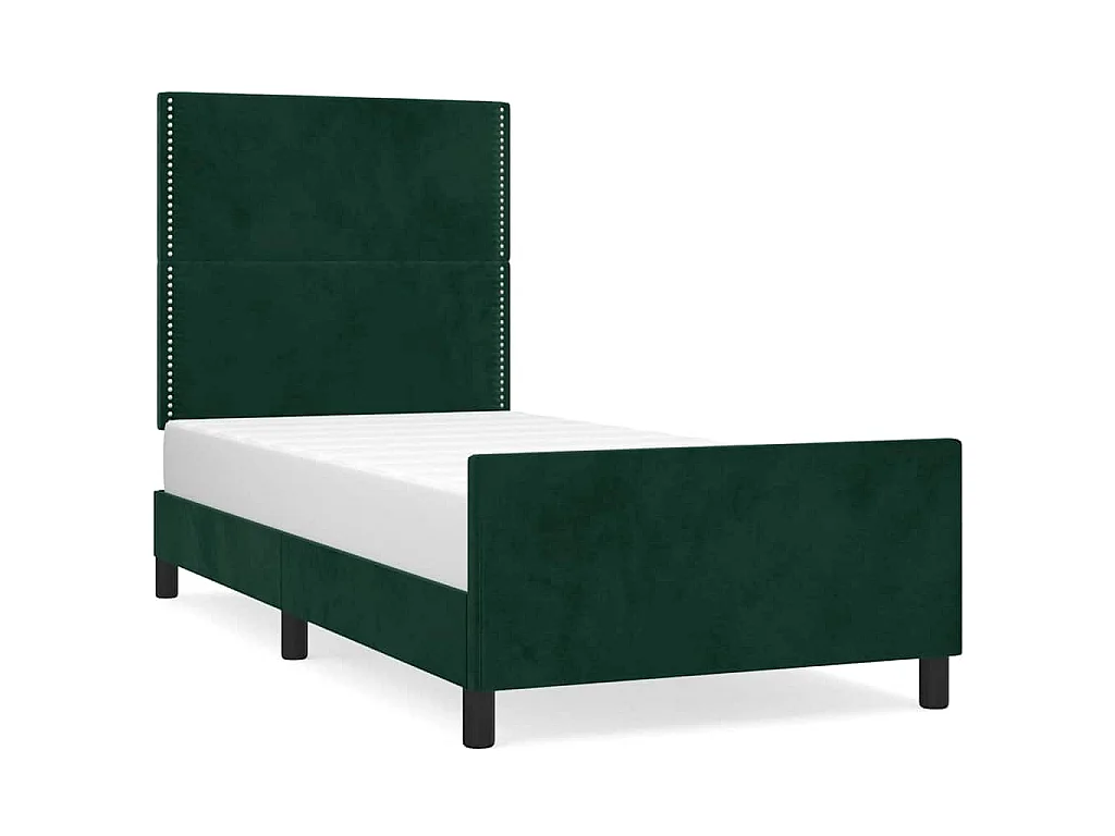 Cadre de lit sans matelas vert foncé 90x190 cm velours