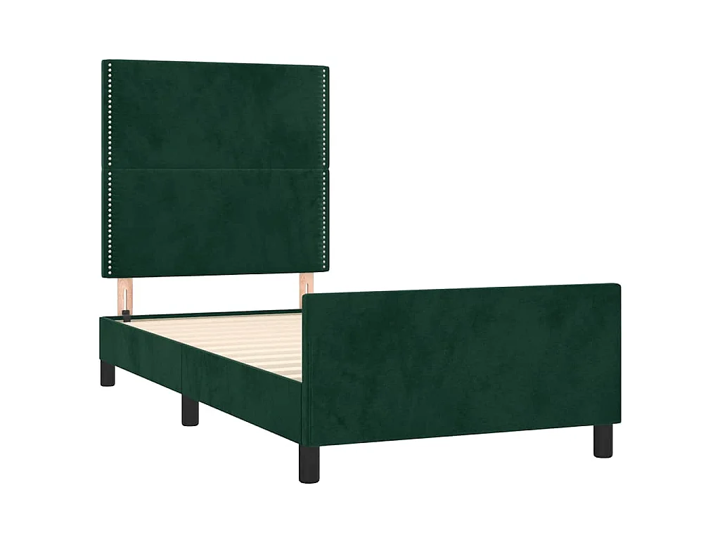Cadre de lit sans matelas vert foncé 90x190 cm velours