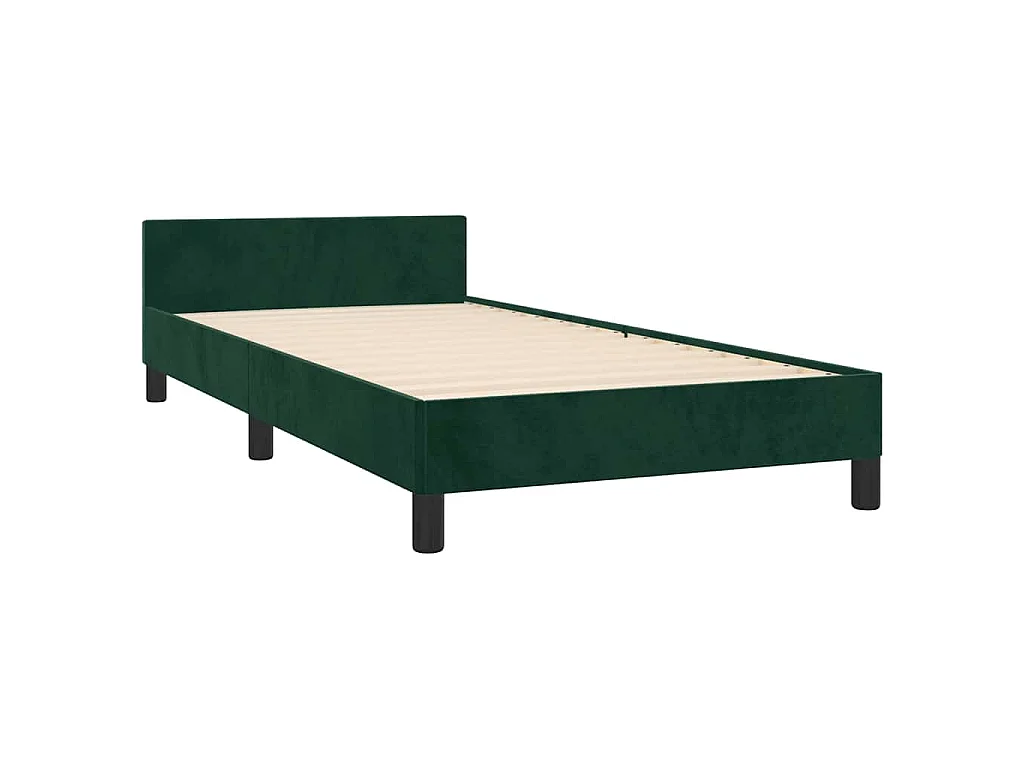 Cadre de lit sans matelas vert foncé 90x190 cm velours