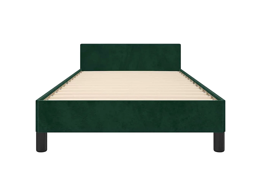 Cadre de lit sans matelas vert foncé 90x190 cm velours