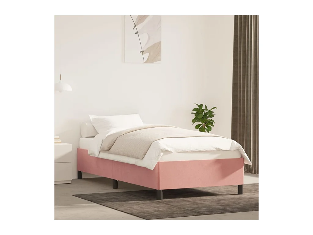Cadre de lit sans matelas rose 80x200 cm velours