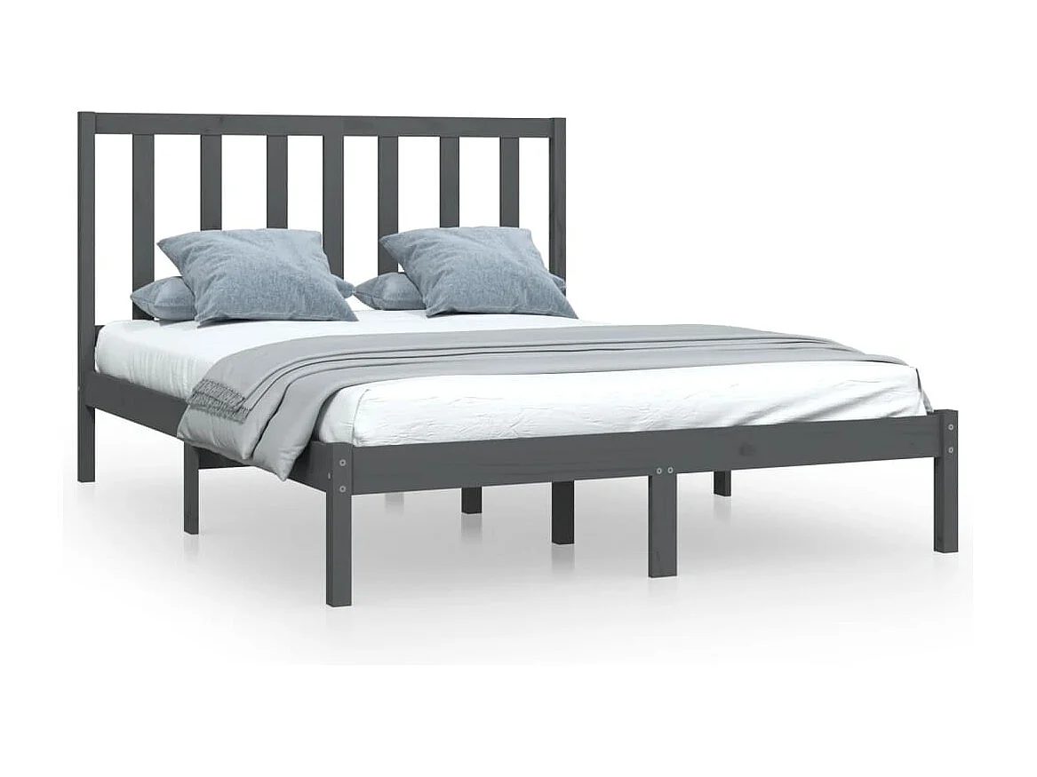 Bedframe massief grenenhout grijs 150x200 cm