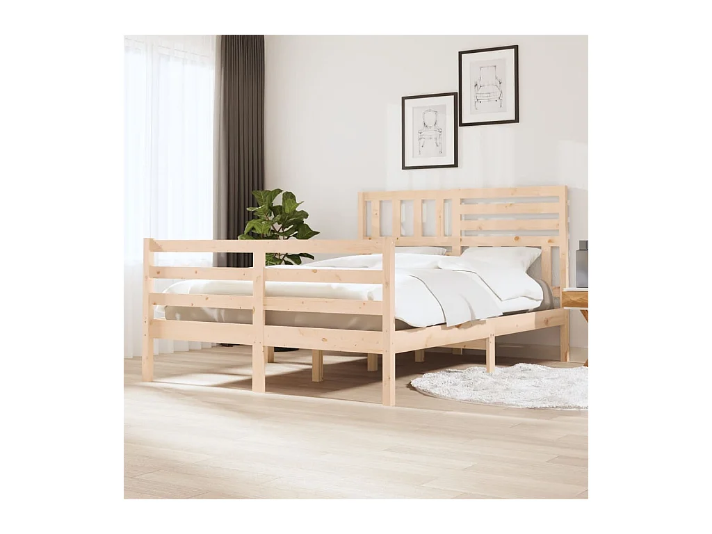 Cadre de lit sans matelas 150x200 cm bois massif