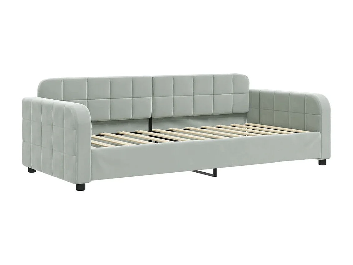 Tagesbett Ausziehbar mit Schubladen Hellgrau 90x200 cm Samt